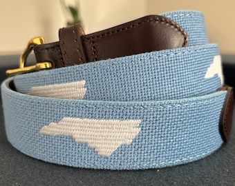 North Carolina Tar Heels Needlepoint Belt