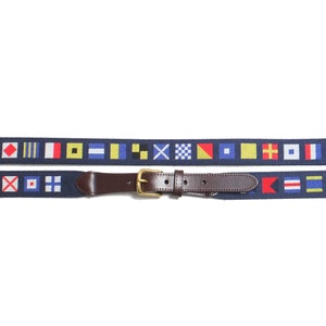 Nautical Flag Needlepoint Belt with Genuine Leather Boating / Sailing Magnolia Row image 4