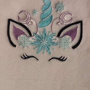 unicorn embroidered plaid, blanket, baby blanket, gift idea image 2