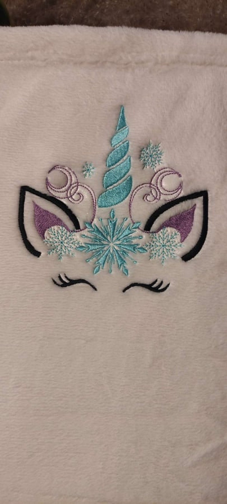 unicorn embroidered plaid, blanket, baby blanket, gift idea image 2