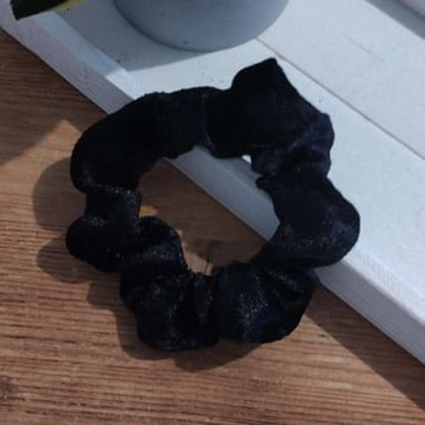 chouchou à cheveux, élastique, scrunchie effet velours noir