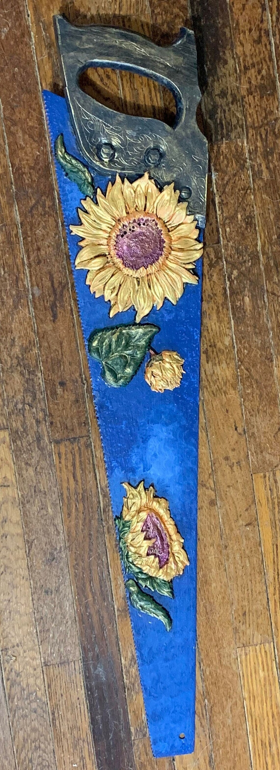 Vintage Hand Saw W/sunflower Redesign Hand Painted Home Patio Etsy