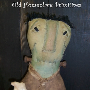 Frankenstein Doll Pattern, Primitive Halloween Decor (PDF Pattern)
