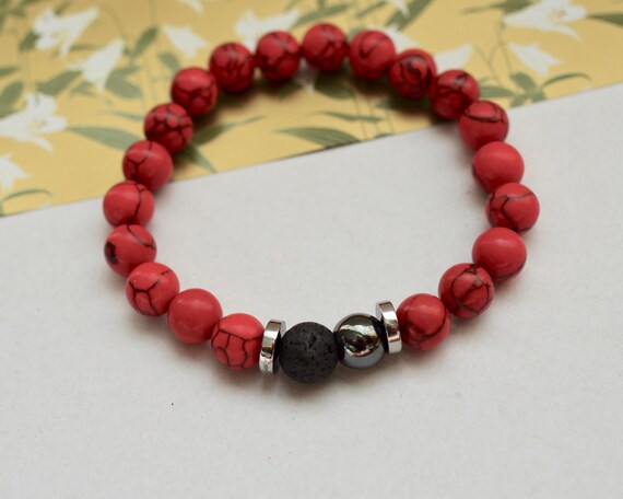 Red howlite bracelet best sale