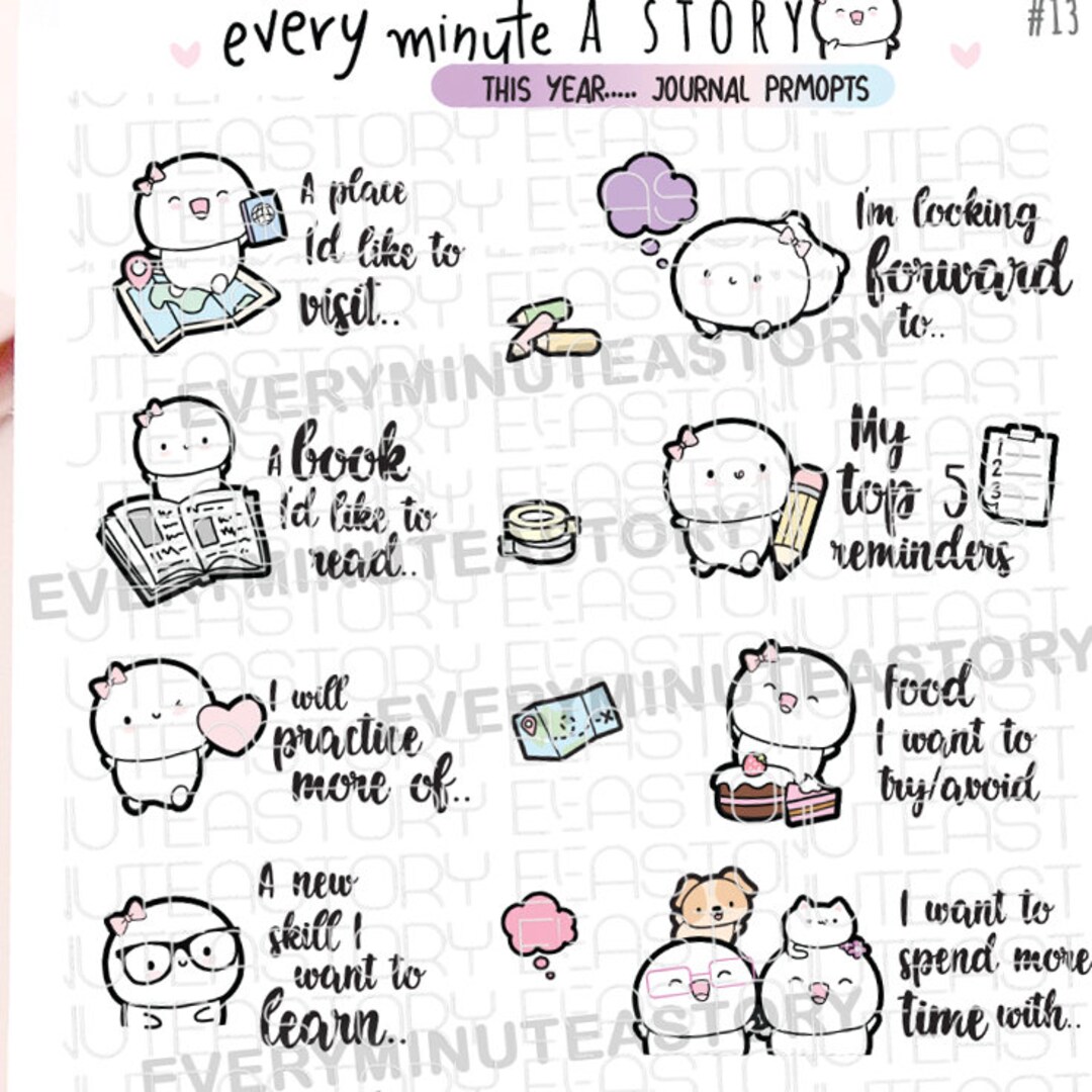 Yearly Goals Journal Prompts Planner Stickers - Etsy