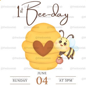 Bee First Birthday Invitation | 1st Bee-Day Party Invite | Editable Template | Digital Download | Bumblebee Birthday