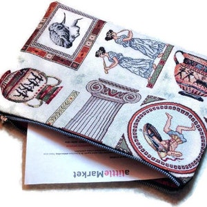 Greek printed flat pouch, Large case, Zipped pouch, A4 pouch, Handheld case, Greek pouch, Original gift, Greece,