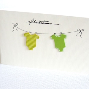 Carte de naissance garçon, jumeaux, jumelles, carte de félicitations pour les parents, fait main
