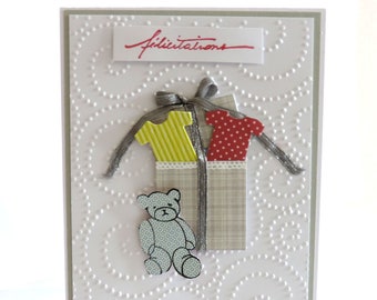 carte félicitations naissance, carte jumeaux, fille, garçon, carte de félicitations. Fait main