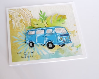 Biglietto d'auguri di viaggio. Fatto a mano.