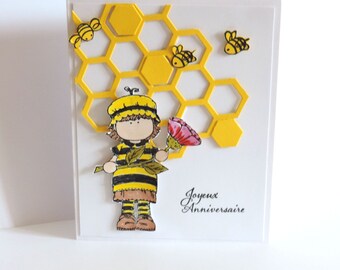 carte enfant, carte anniversaire fille, garçon, fait main.