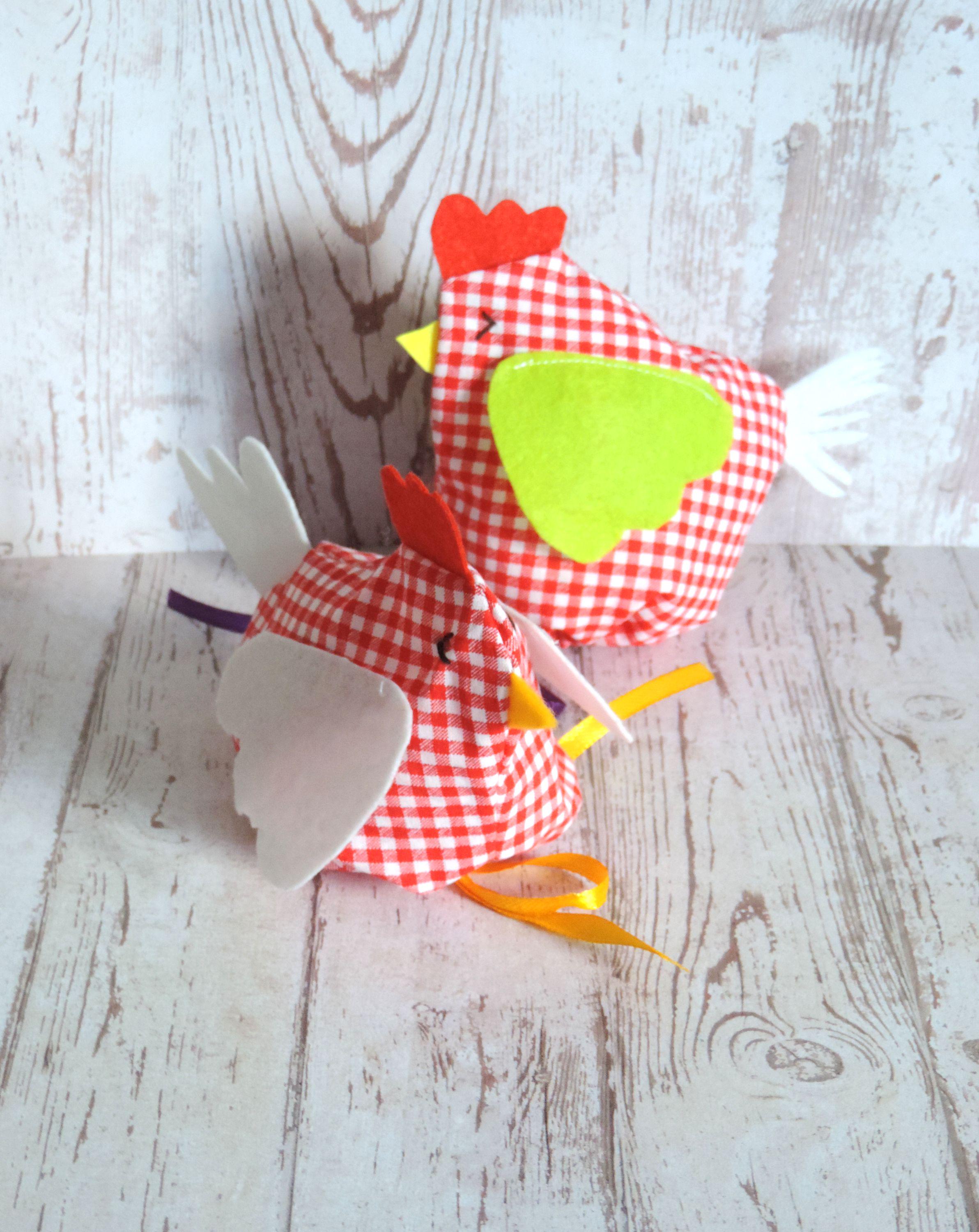 Easter chickens, Easter egg bags, handmade.
