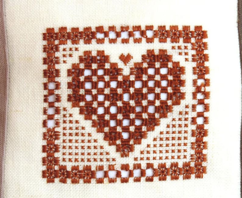 country wedding Cushion of alliances embroidered heart handmade