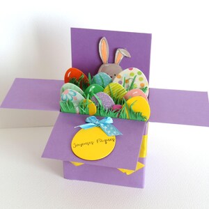 carte de Pâques, popup Pâques, oeufs multicolores, carte faite main, cadeau de Pâques