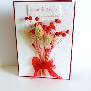 birthday card with dried flowers, greeting card, handmade birthday gift.