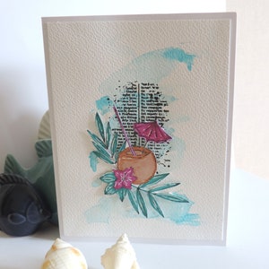 Handmade scrapbooking card, holiday theme, exoticism.