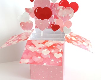 Carte saint Valentin, mariage. Carte popup, cadeau saint Valentin. Fait main.