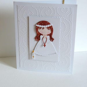 carte communion fille, carte cadeau communiante, fait main