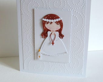 carte communion fille, carte cadeau communiante, fait main
