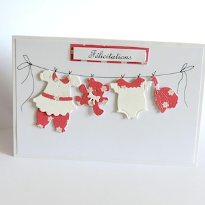 carte félicitations naissance/baptême, bébé fille, faite main.