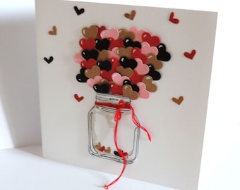 Carte de saint Valentin, bouquet d'amour, fait main.