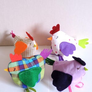 poule en tissu, sachet de Pâques, décoration de pâques.