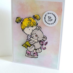 carte anniversaire enfant, anniversaire fillette, carte doudou, fait main.