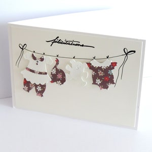 baby girl birth card, birth congratulations, baby laundry card, handmade.