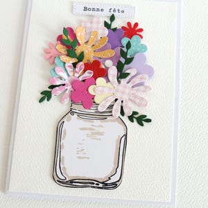 carte bonne fête, carte bouquet de fleurs. Fait main.