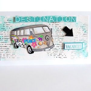 Tarjeta de vacaciones, tarjeta de jubilación, scrapbooking hecho a mano.