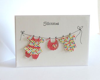 Birth card, congratulations, baby girl, birth gift.