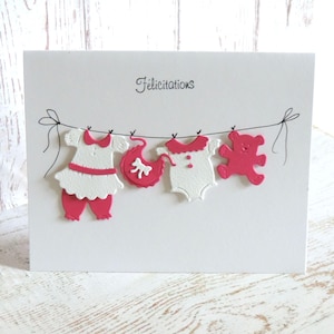 congratulations birth card, white pink, welcome baby, greeting card, birth gift
