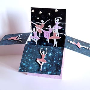 Carte d'anniversaire, carte danseuses, boîte popup. Fait main