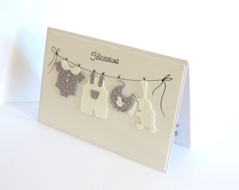 carte naissance garçon, jumeaux, félicitations naissance, cadeau bébé, fait main