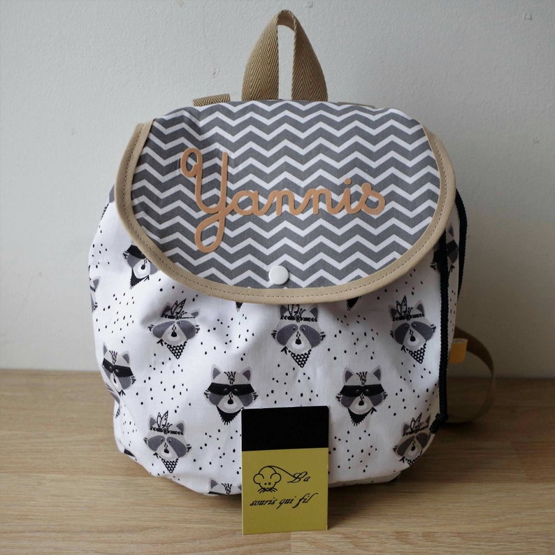 cotton Binder nursery name personalized Backpack the mouse that yarn child kindergarten boy baby raccoon