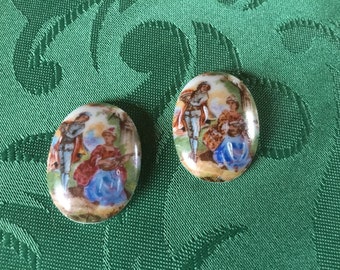 Cabochon scène galante, 25x18mm