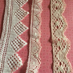 Lot 3 coupons de dentelle ancienne