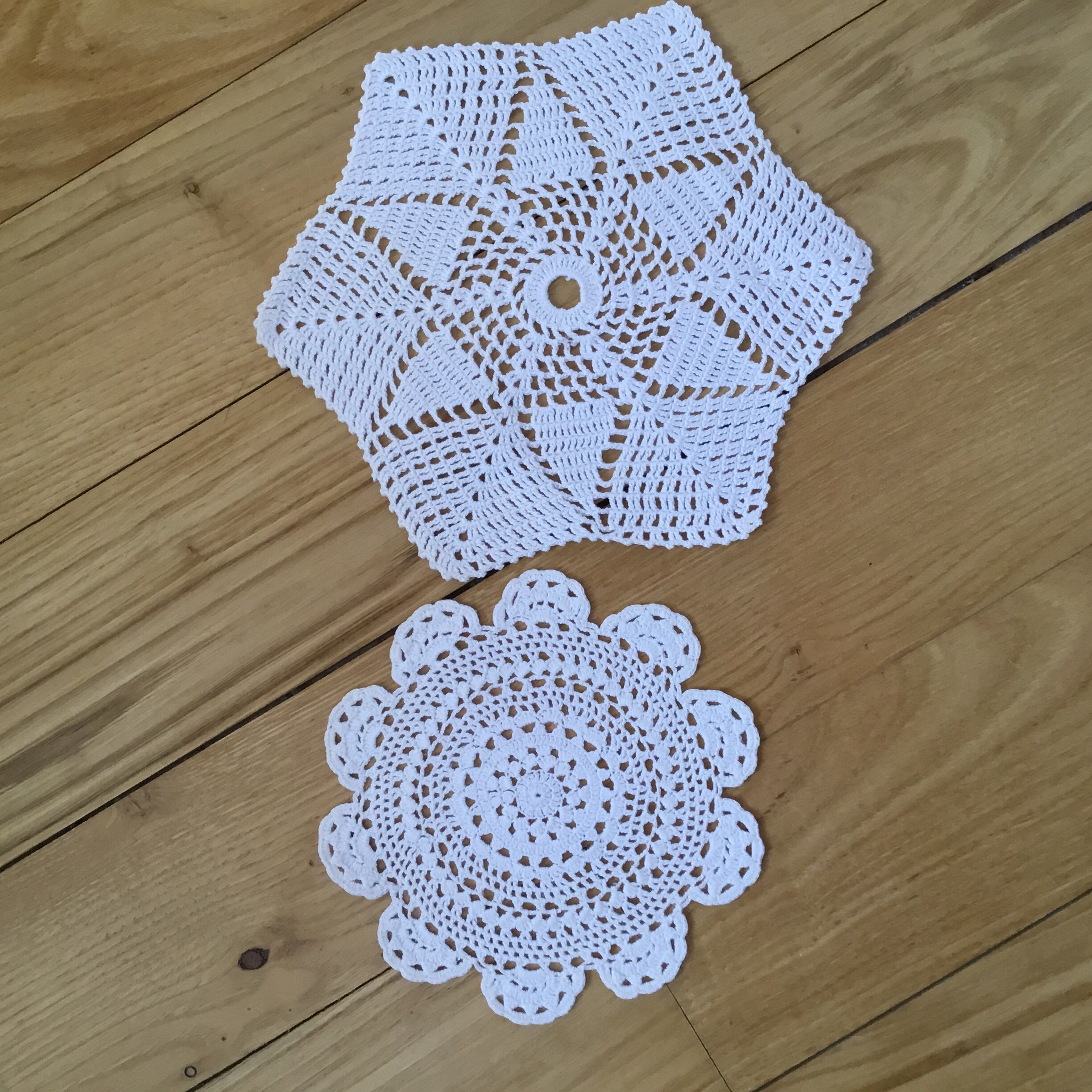 21Et 16cm, Lot de Napperons Vintage Crochet Coton Blanc
