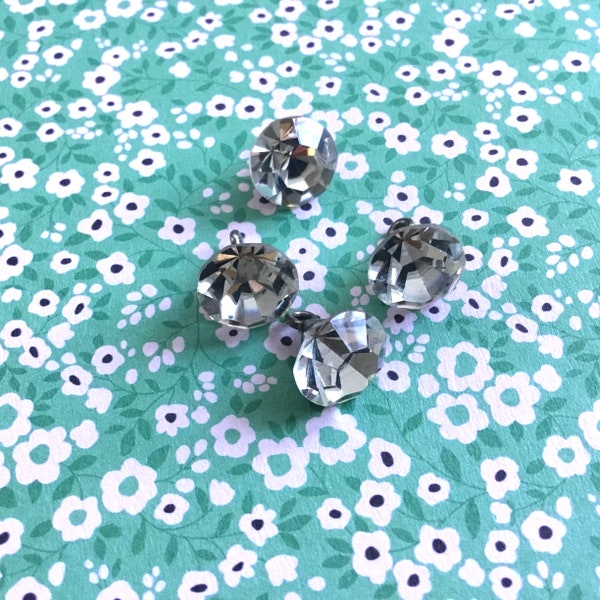 12 mm, lot de 4 boutons strass vontage