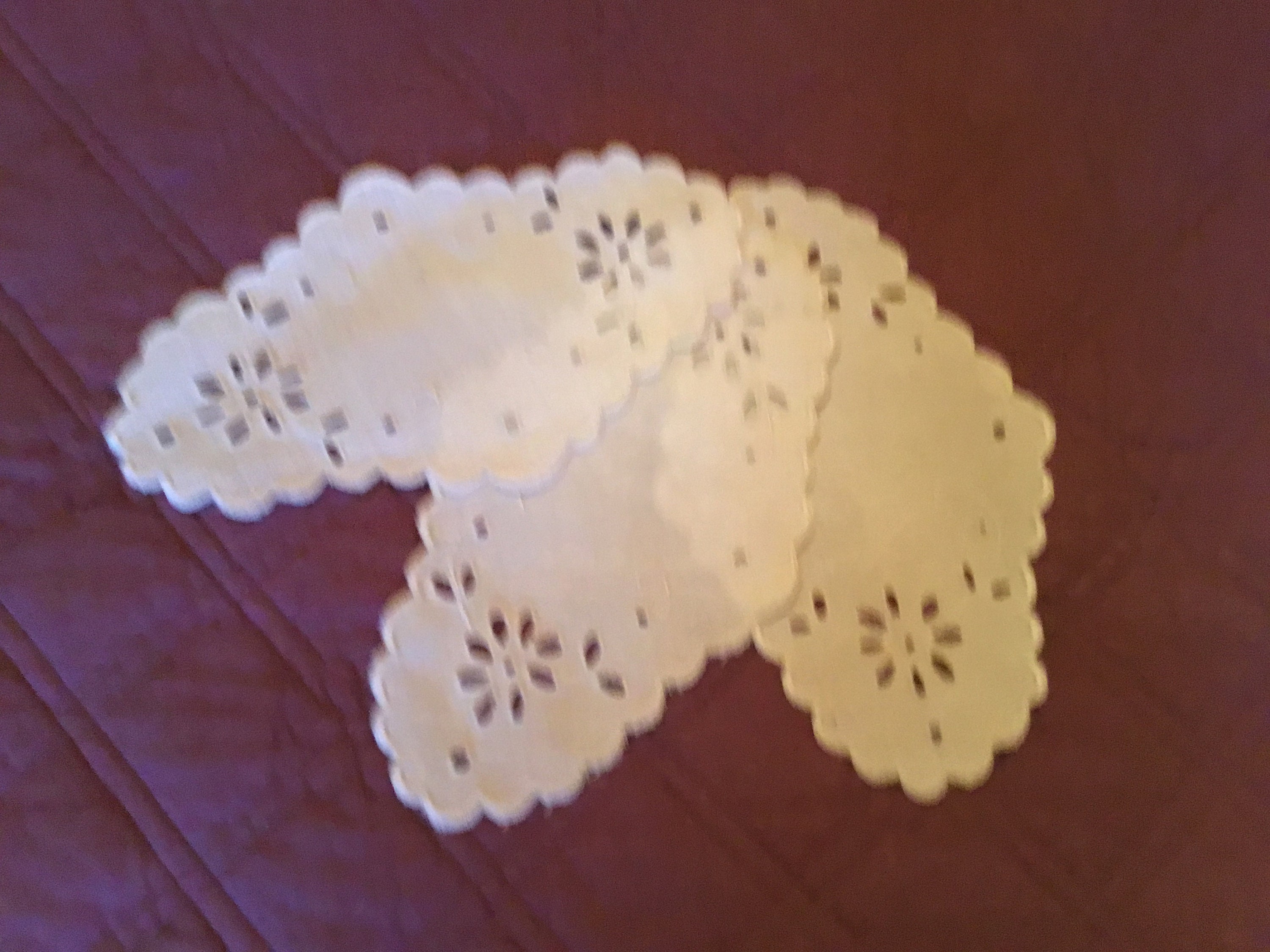 23x13cm, Lot Napperons Blancs Coton.