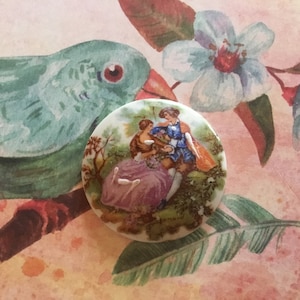 Diameter 34mm, antique Limoges porcelain cabochon