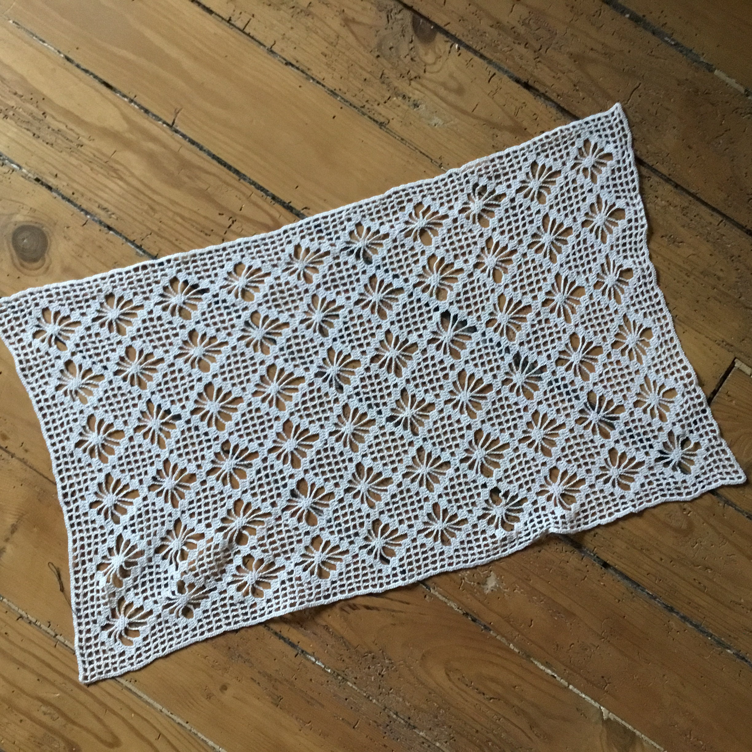 51x33cm, Napperon Vintage, Crochet Ecru