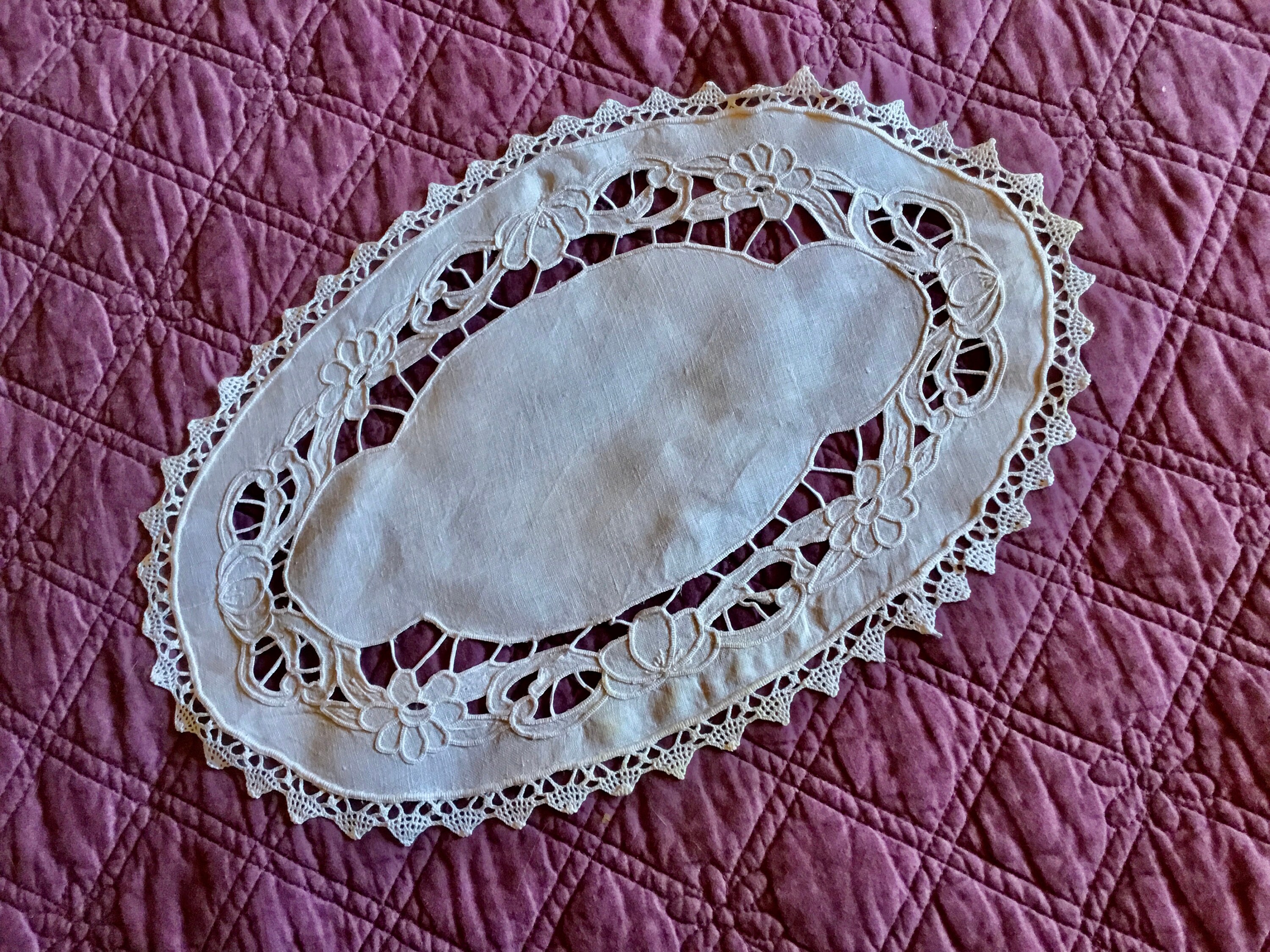 43x29cm, Napperon Vintage Blanc.