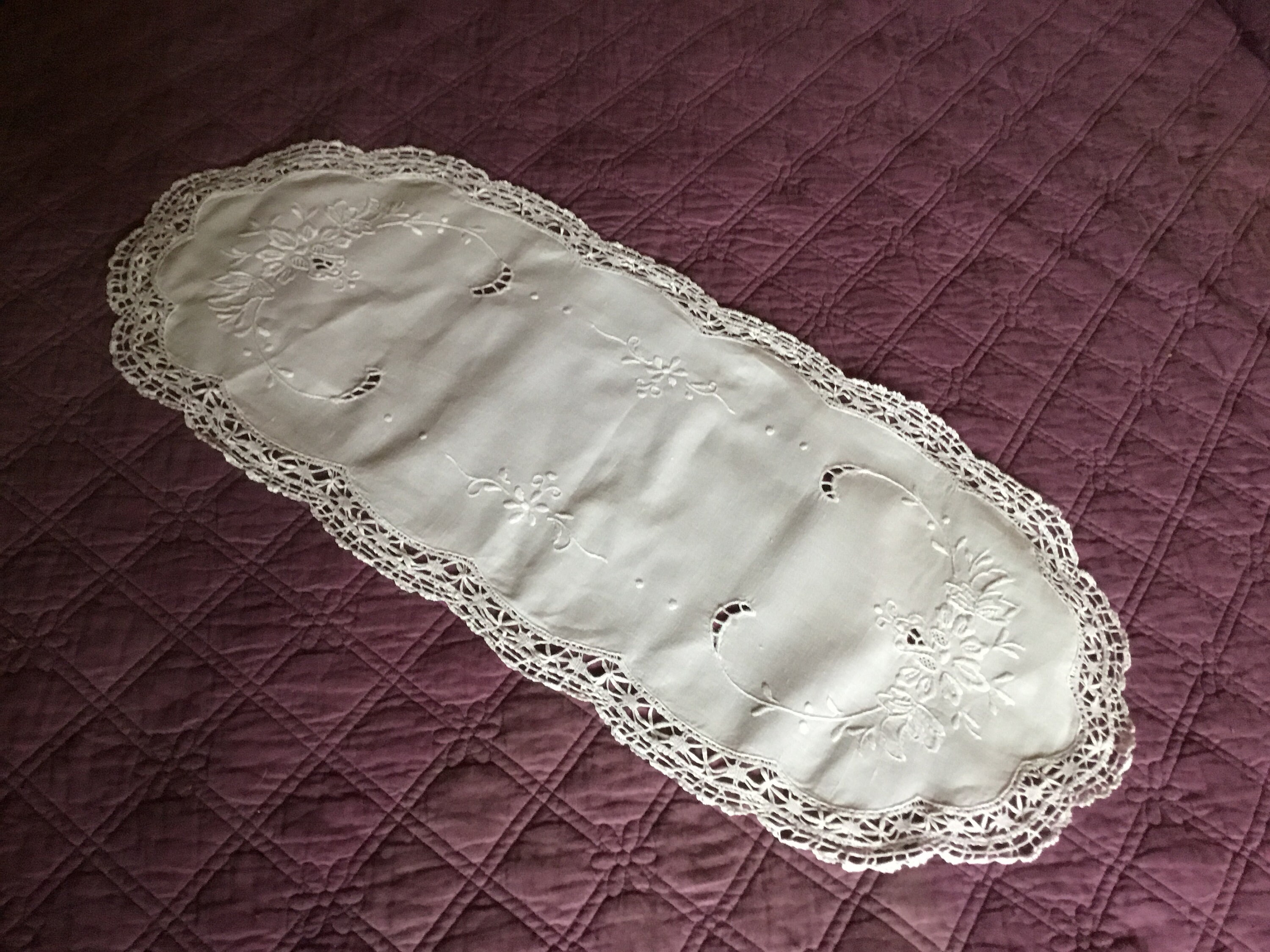 38x85cm, Napperon Vintage Blanc.