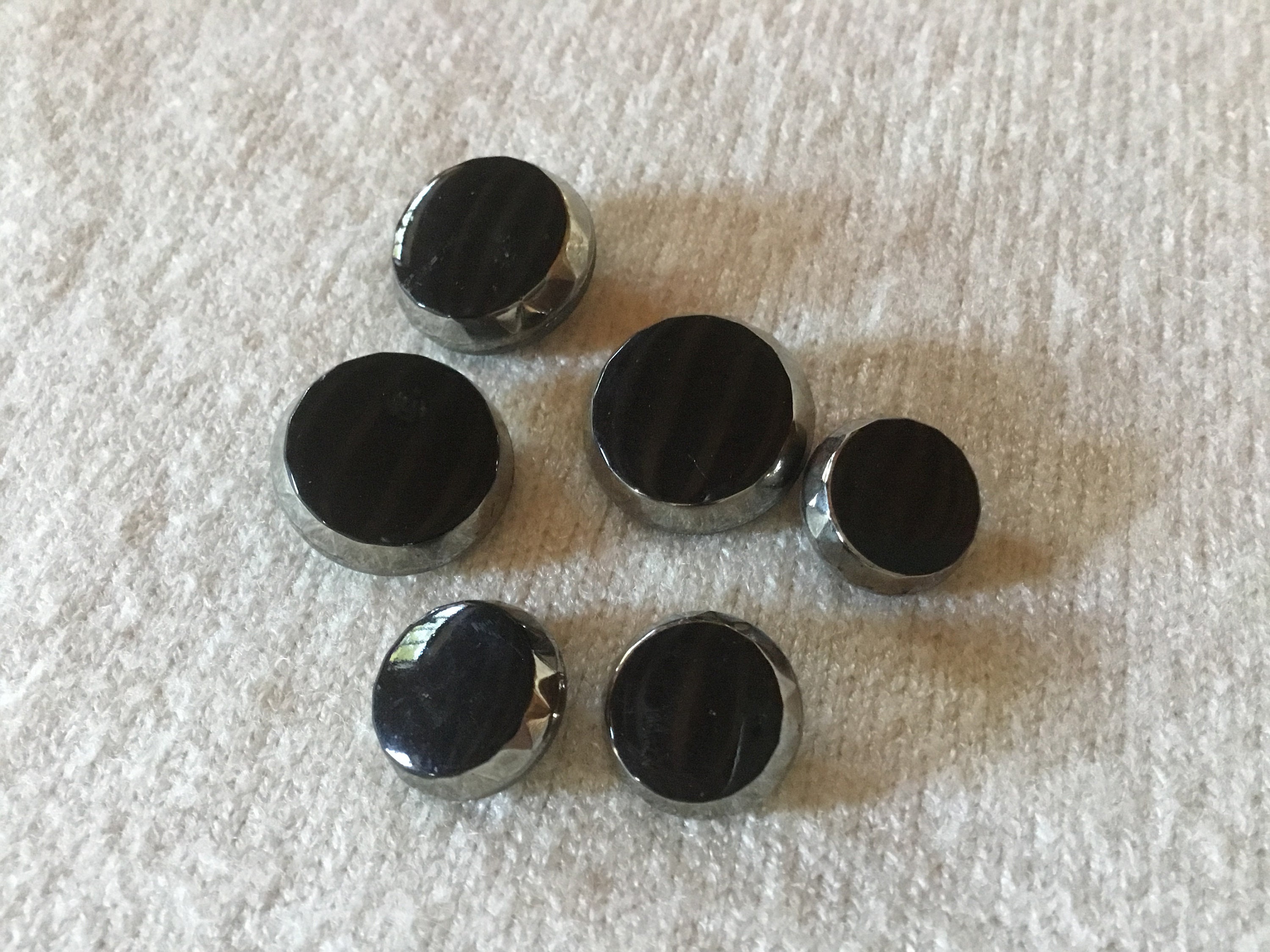 5 Boutons Métal Ovale Noir Argenté – 14x10 Mm, Pour Couture Et DIY