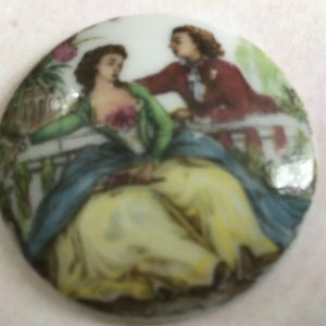 Diameter 34mm, antique Limoges porcelain cabochon