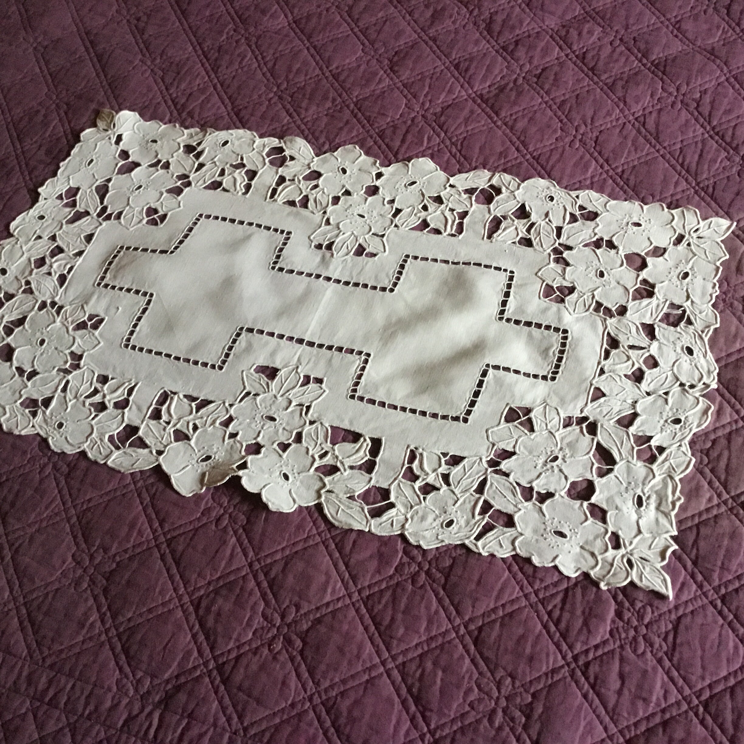 40x70cm, Napperon Vintage Blanc.