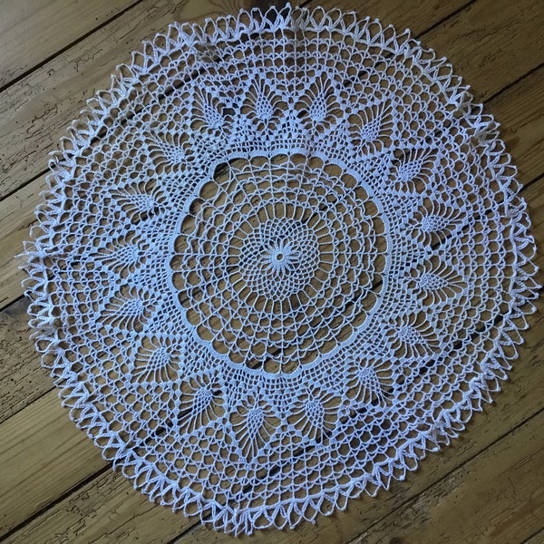 Diamètre 49cm, Napperon  vintage, crochet, blanc, fait main