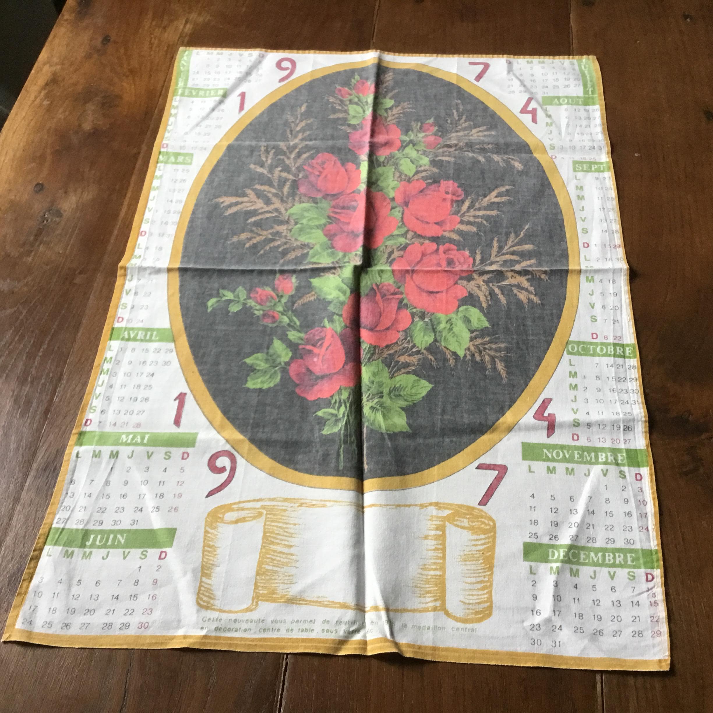 Torchon De Cuisine 73,5 X 50 Cm, Motif Bouquet Fleuri, 100% Coton, Occasion