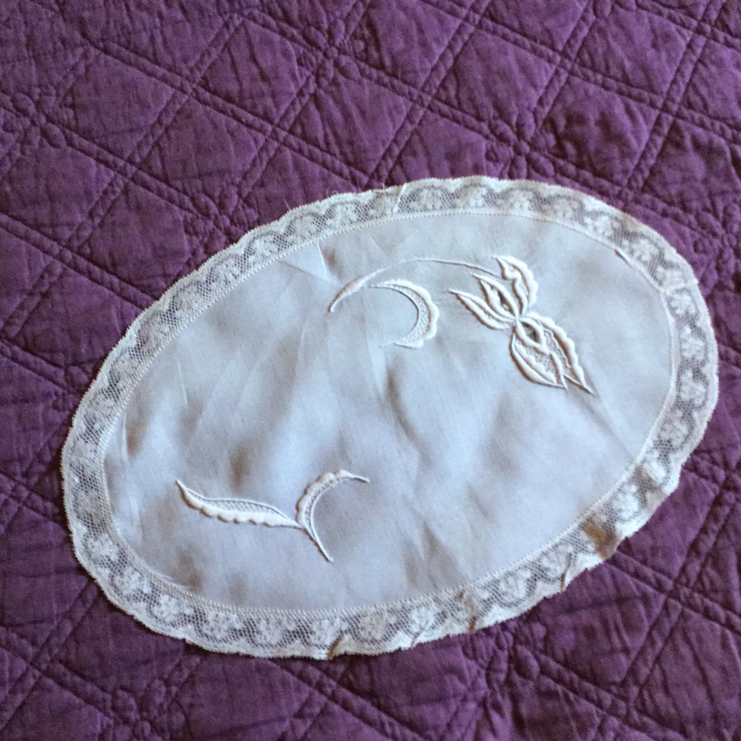 35 X 24cm, Napperon Ancien Linon.